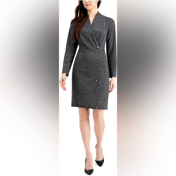 Knit Button Detail Sheath Dress - Size 14, Stretchy Fabric - Picture 1 of 5